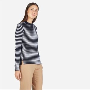 Everlane Merino Wool Stripe High Crew Sweater